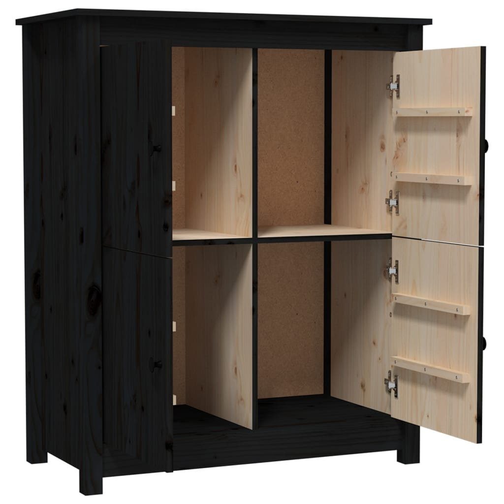 vidaXL Sideboard Sideboard Schwarz 83x41,5x100 cm Massivholz Kiefer (1 St)