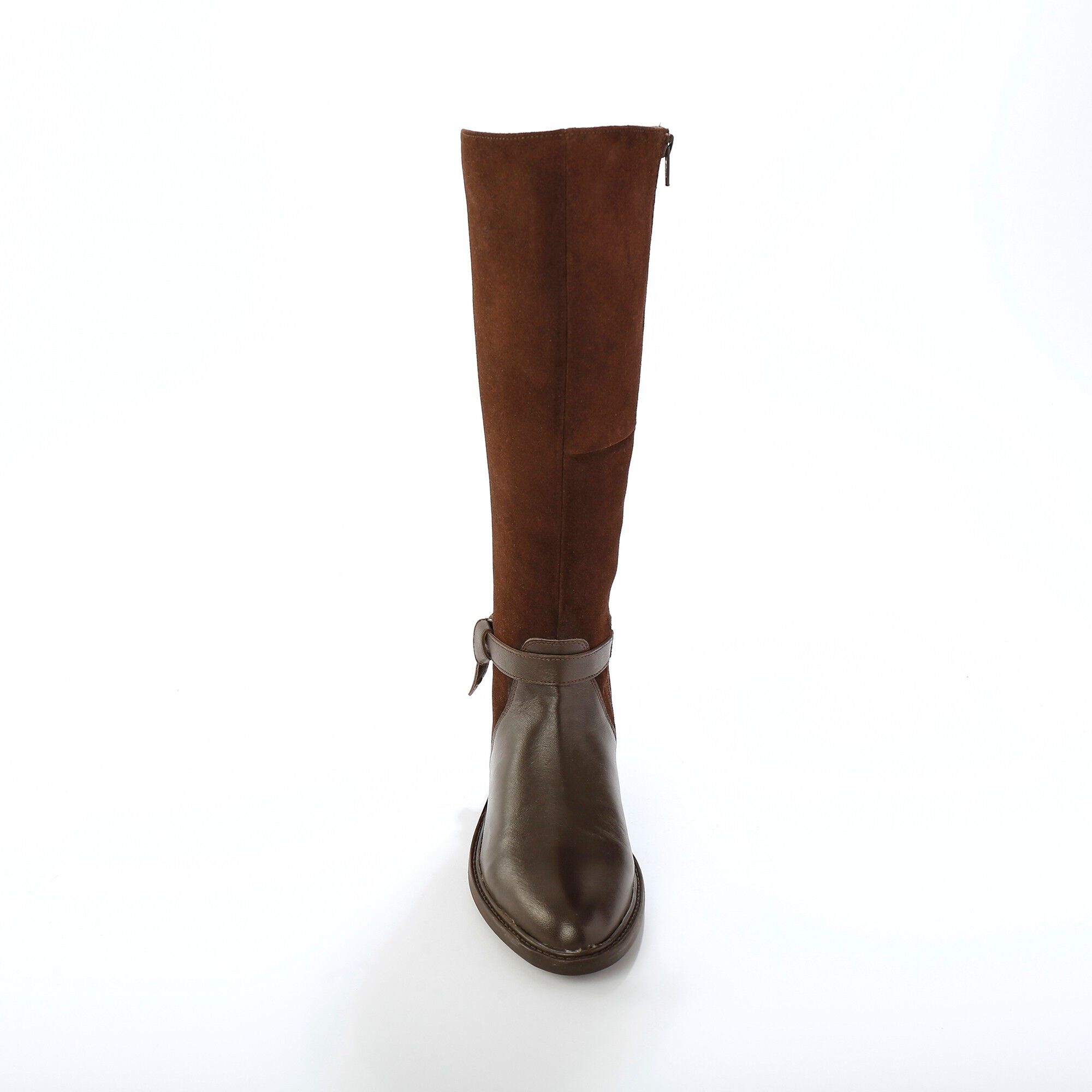 Bottes en cuir bimatière à mollets élastiqués