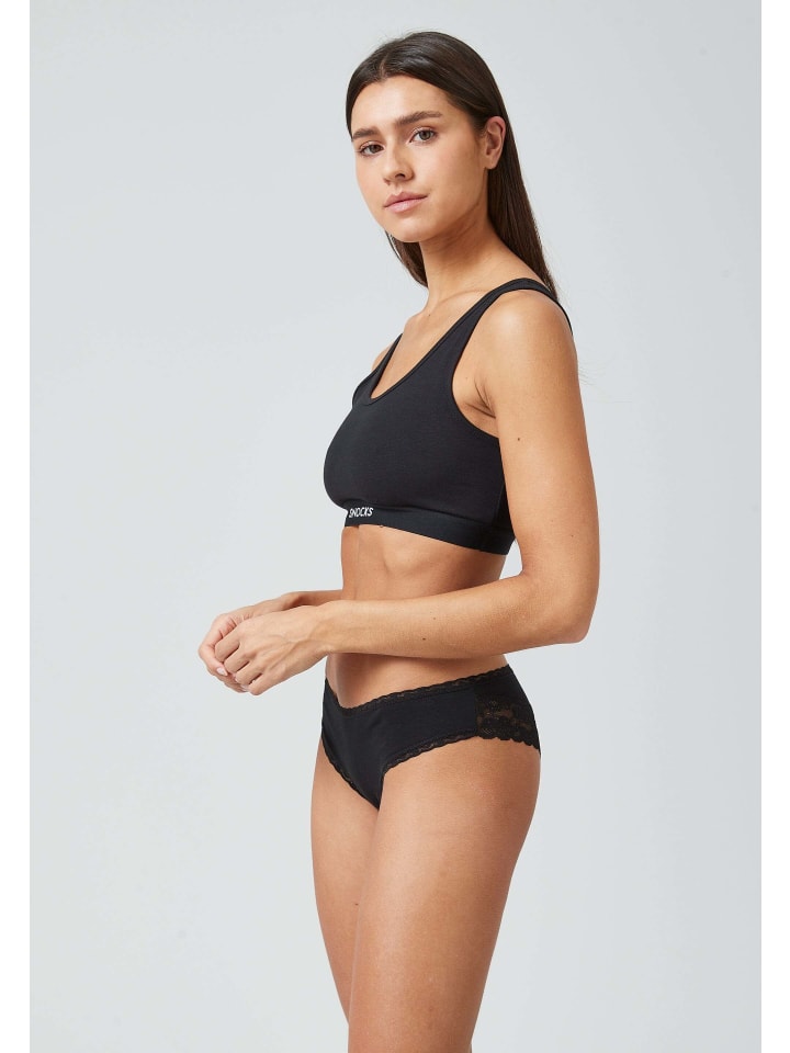 SNOCKS Brazilian Slips mit Spitze aus Bio-Baumwolle 3 Stück in Schwarz günstig kaufen
