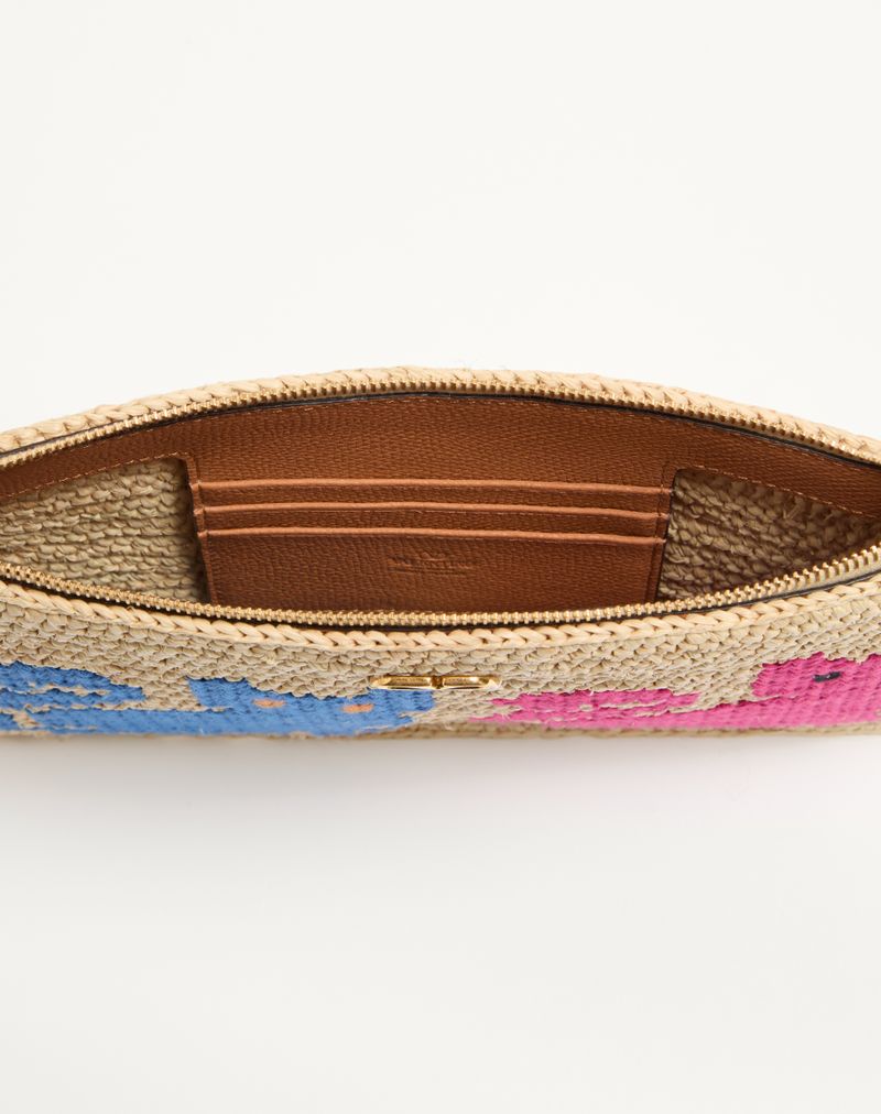 Raffiachat Raffia Clutch Tas met Borduurwerk