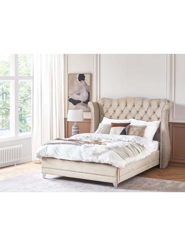 Beliani Doppelbett AYETTE in Beige - (W) 185 x (H) 154 x (L) 215 cm günstig kaufen onesize