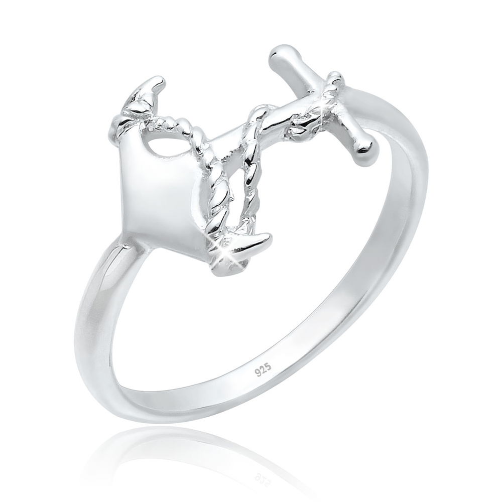 Elli Elli Bague Femme Symbole d'Ancrage Maritime Ludique en Argent Sterling 925 Bague
