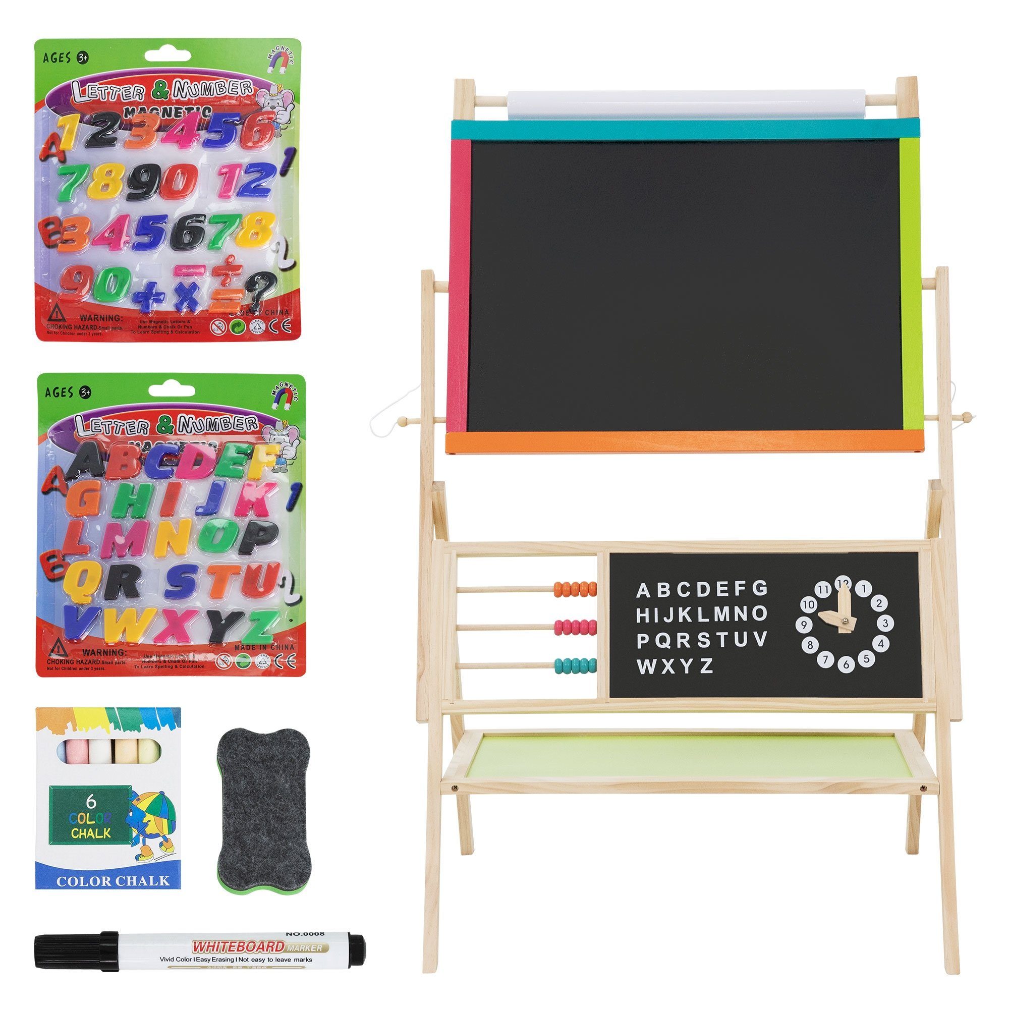 Joyz Tafel 3 in 1 Kindertafel zum Spielen 70x47x100 cm Natur/Schwarz aus Holz