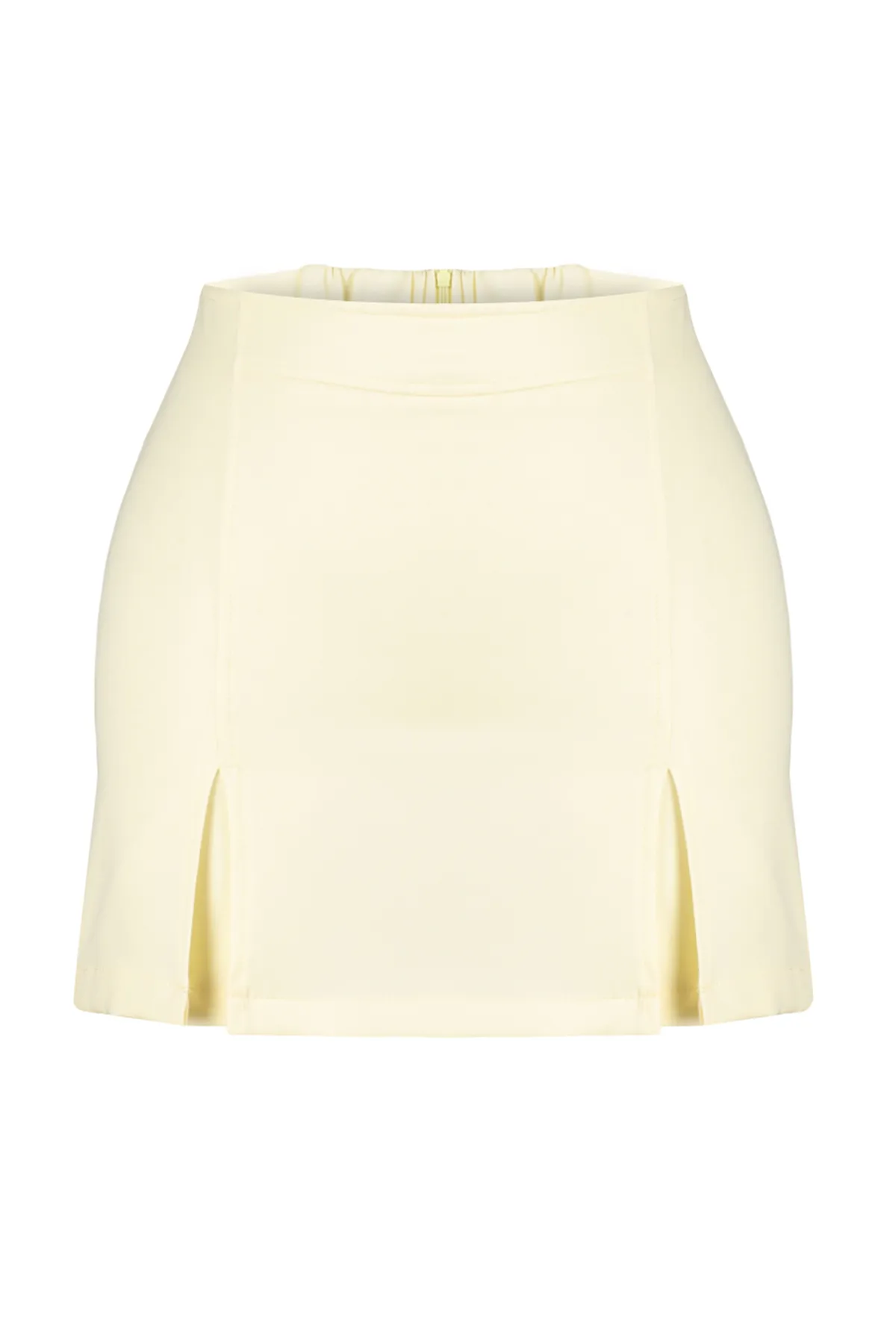 Trendyol Collection  Gelber Super-Mini-Shortsrock aus Webstoff mit doppeltem Schlitz TWOSS20SR0364