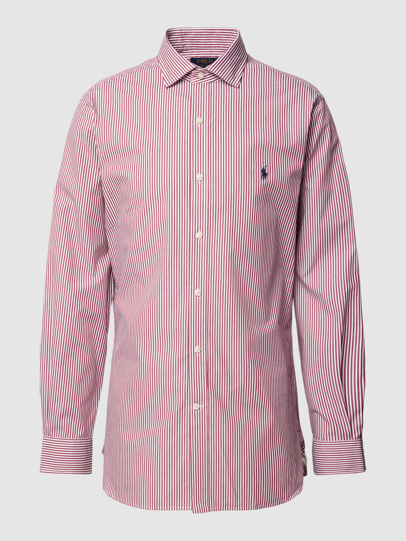 Slim Fit Business-Hemd mit Streifenmuster in rot