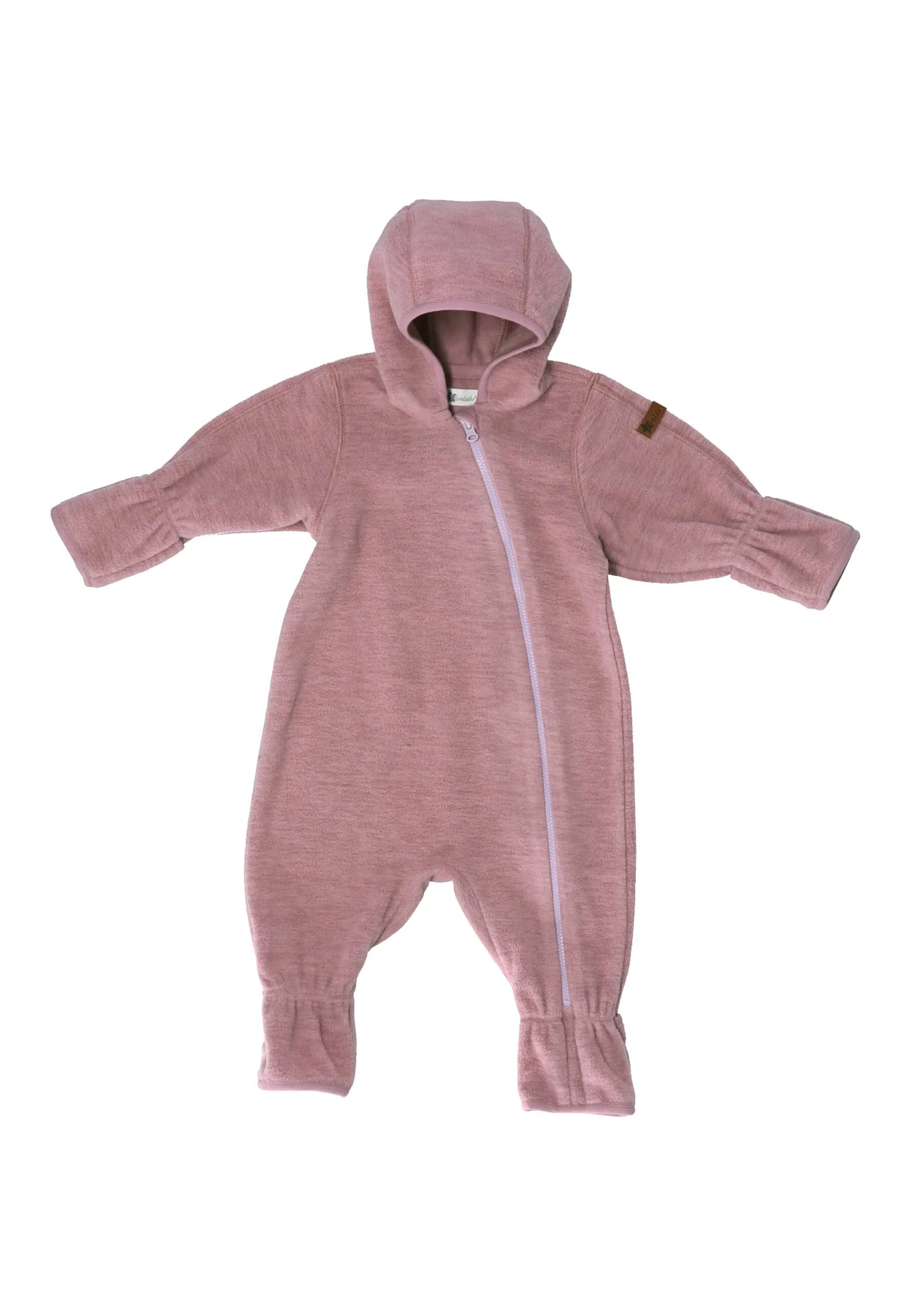 Overall aus Melange-Microfleece uni mit Kapuze