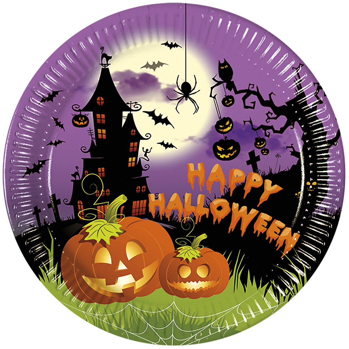 Papp-Partyteller Happy Spooky Halloween, Ø 23 cm, 8 Stück