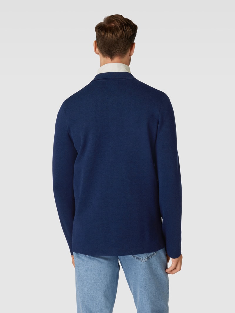 Strickjacke mit Brusttaschen in dunkelblau meliert