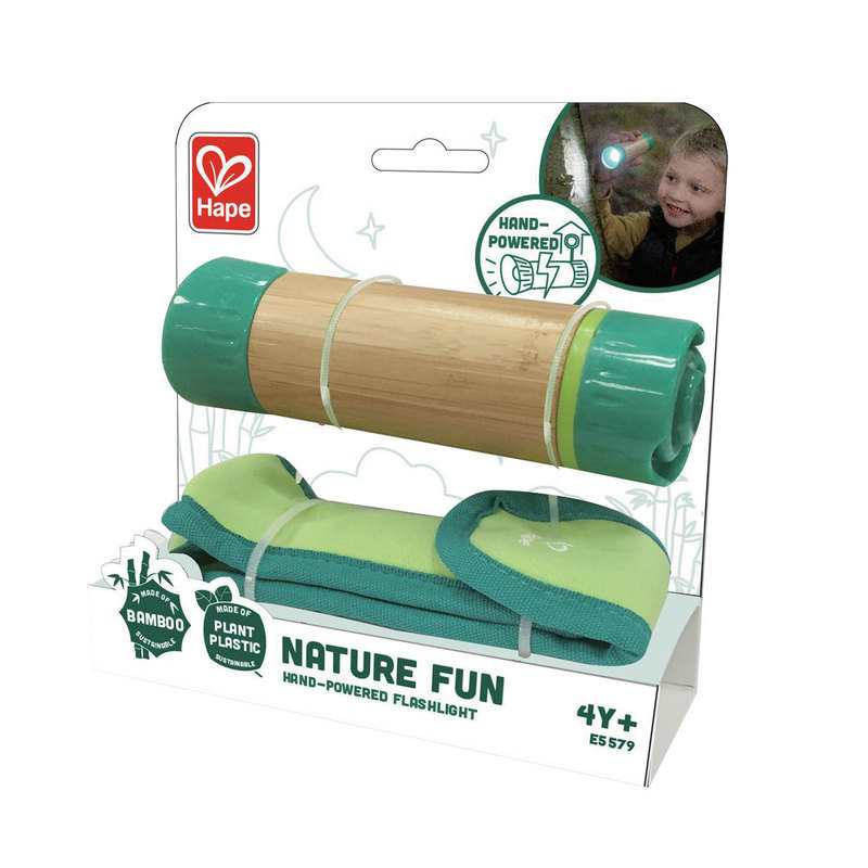 Lampe de poche à dynamo et sa pochette Hape