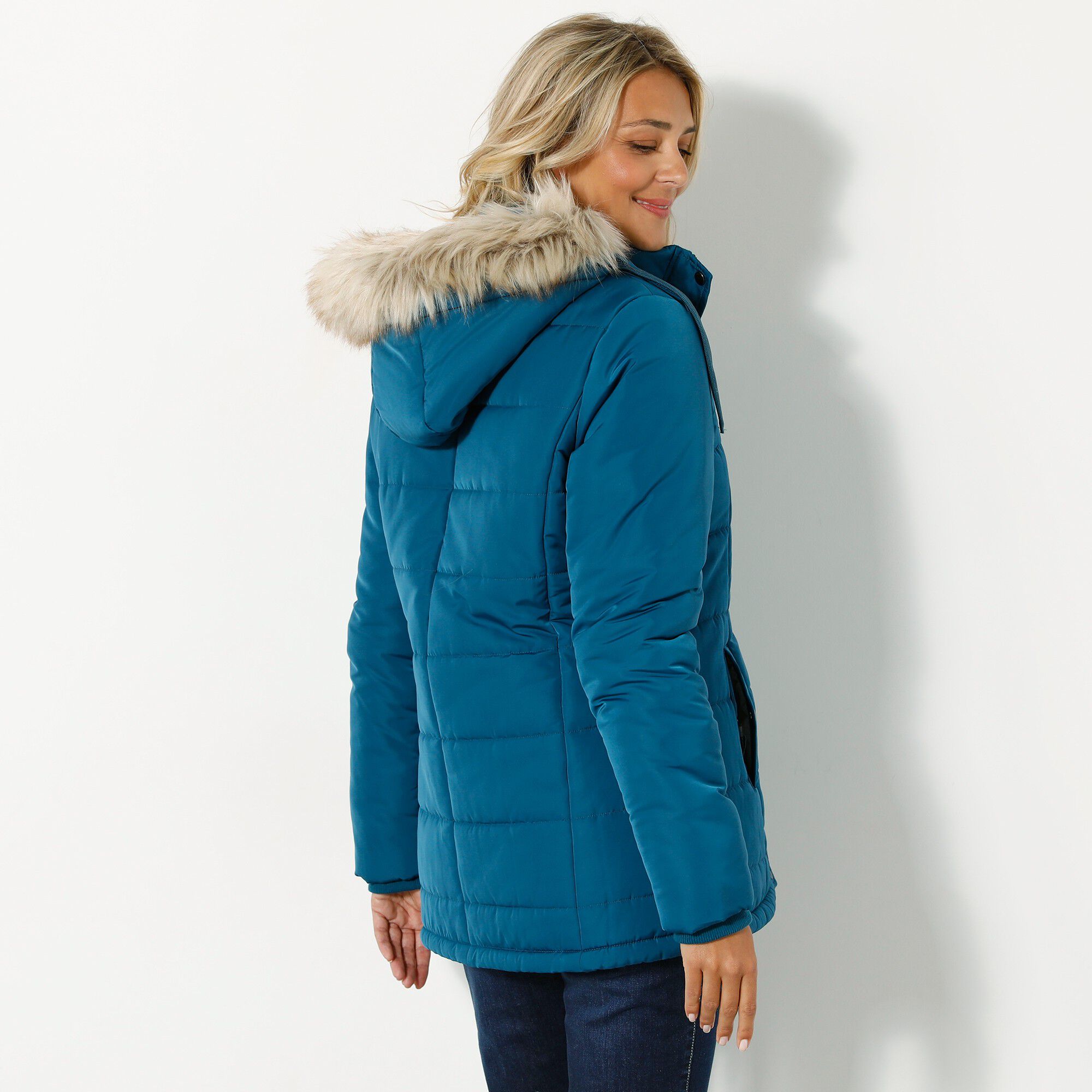 Doudoune à capuche imperméable, doublée maille peluche