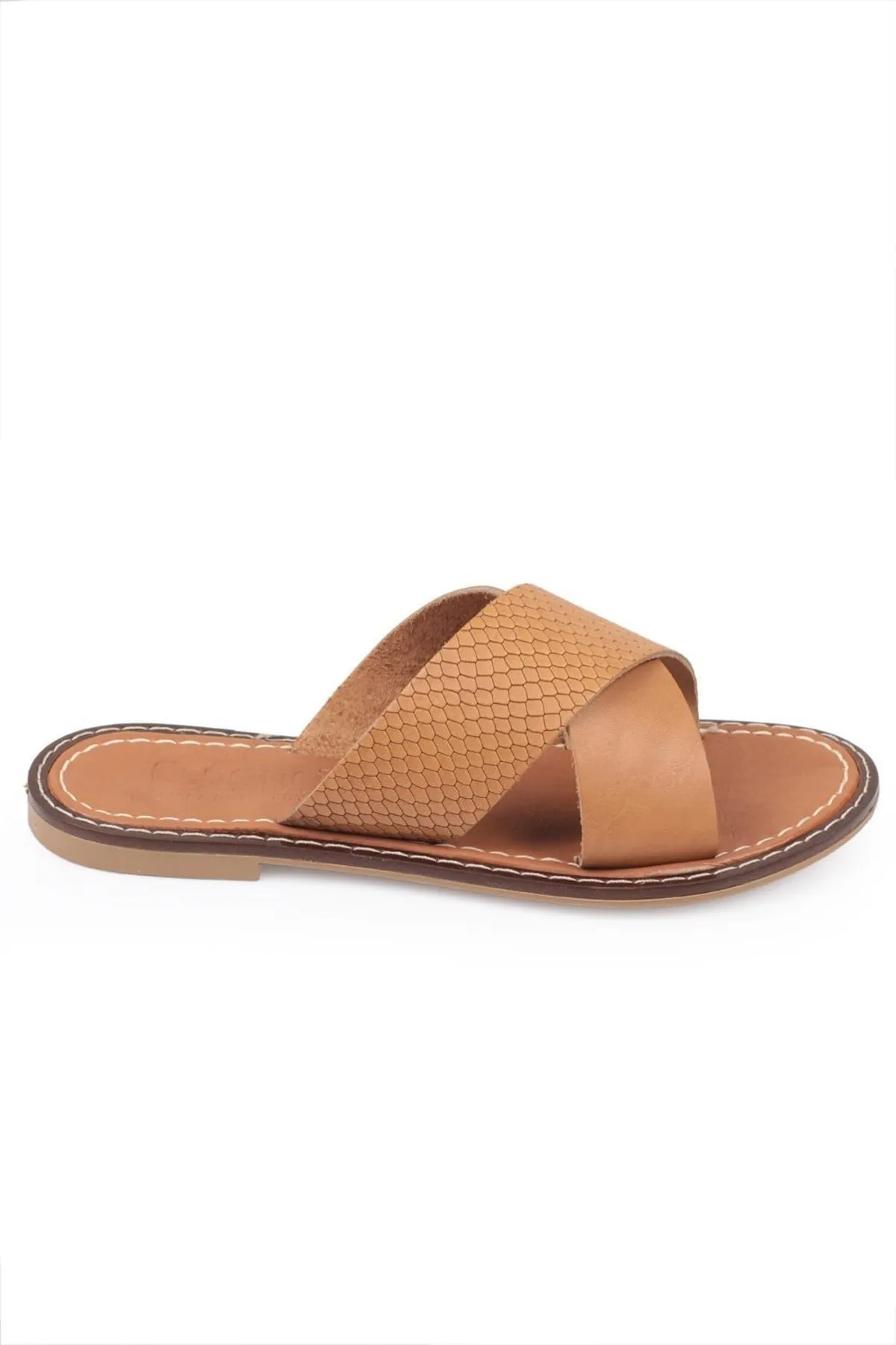 Capone Outfitters  Capone 881 Damen-Hausschuhe aus echtem Leder, Bodrum Tan