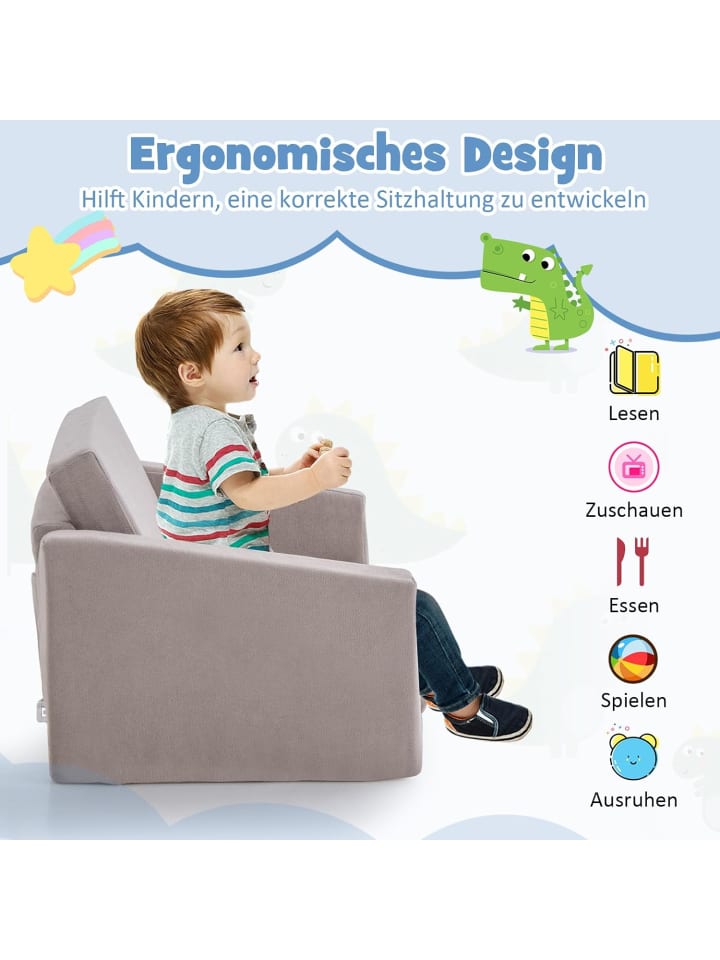 COSTWAY 2 in 1 Klappsofa 18-36 Monate in Taupe günstig kaufen onesize