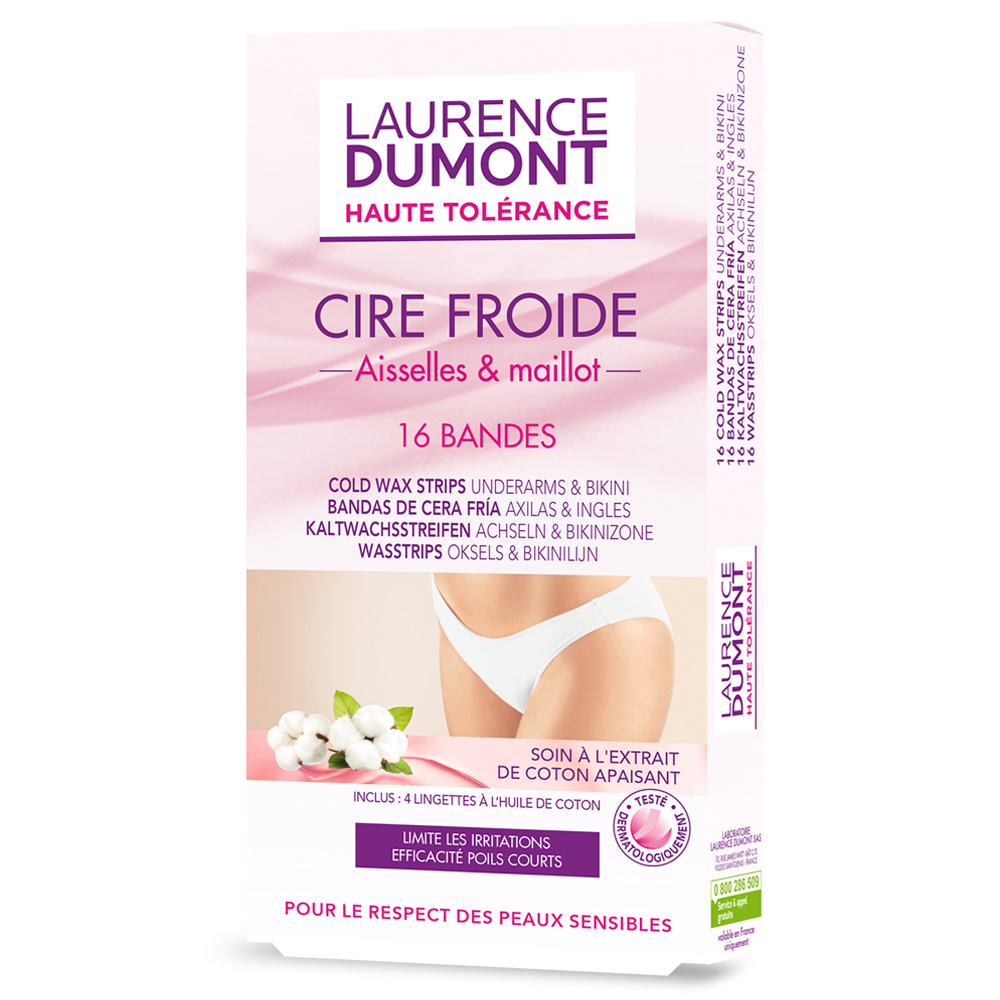 Laurence Dumont 16 Bandes de Cire Froide - Idéal pour les peaux sensibles Aisselles & Maillot
