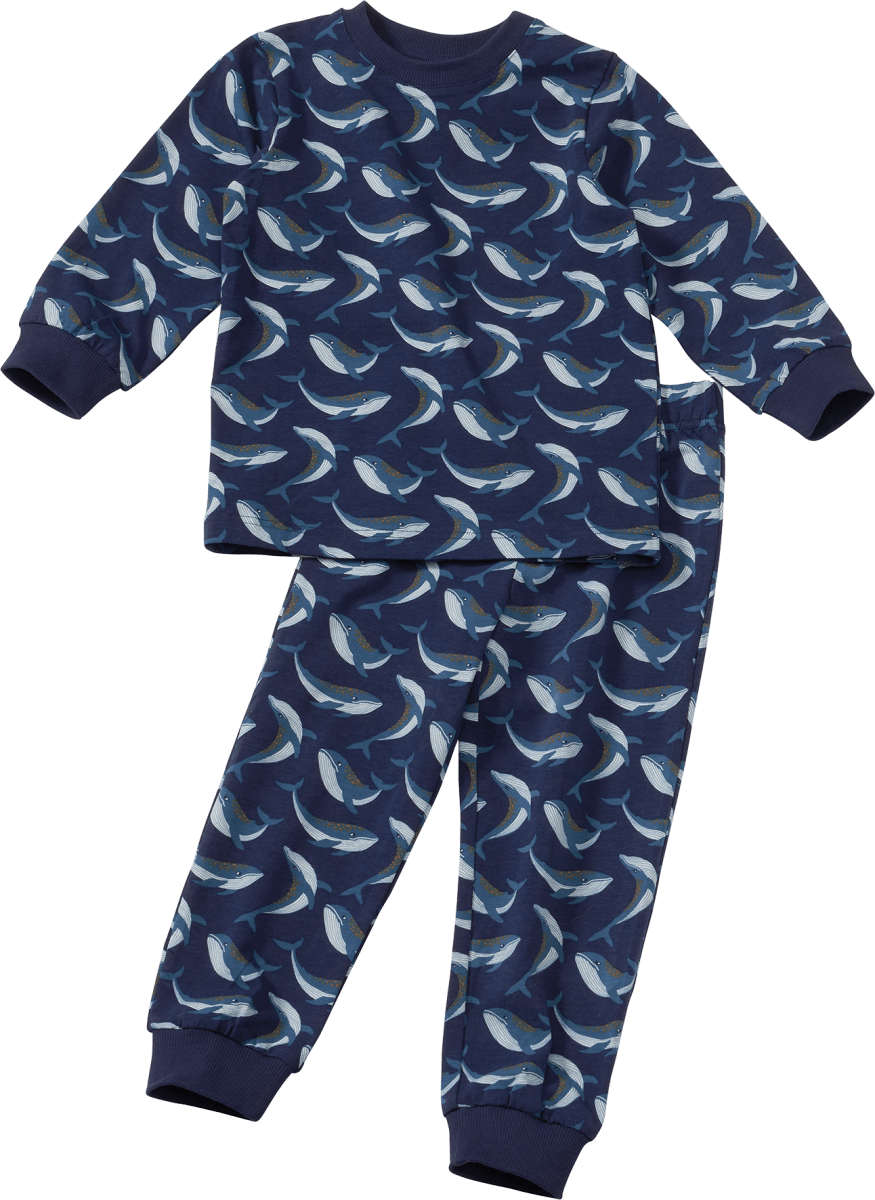 Schlafanzug mit Wal-Muster, blau, Gr. 104, 1 St