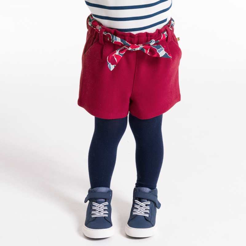 Short chaud ceinture fleurie rose bébé fille