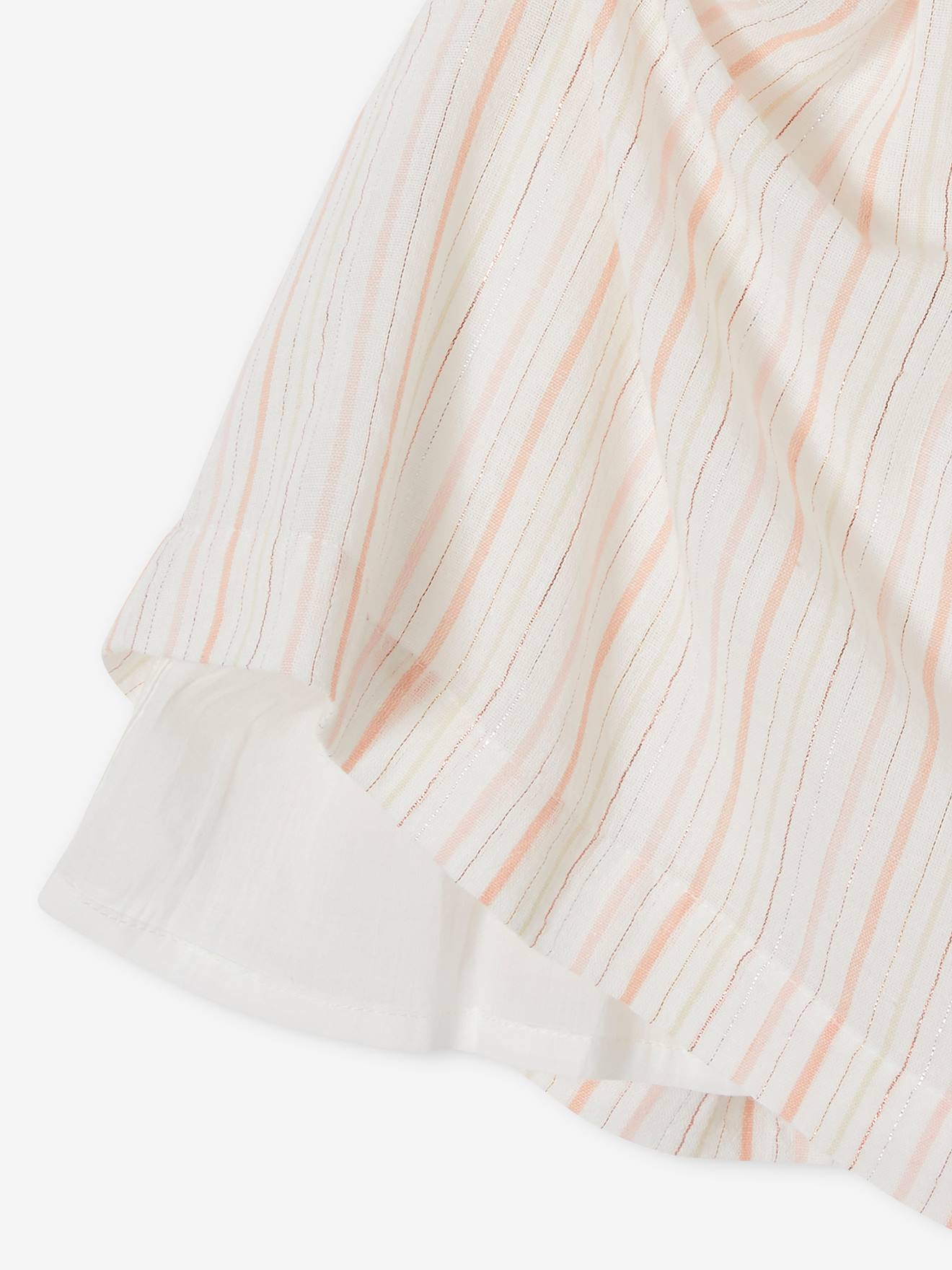Robe cérémonie rayée fil brillant fille écru