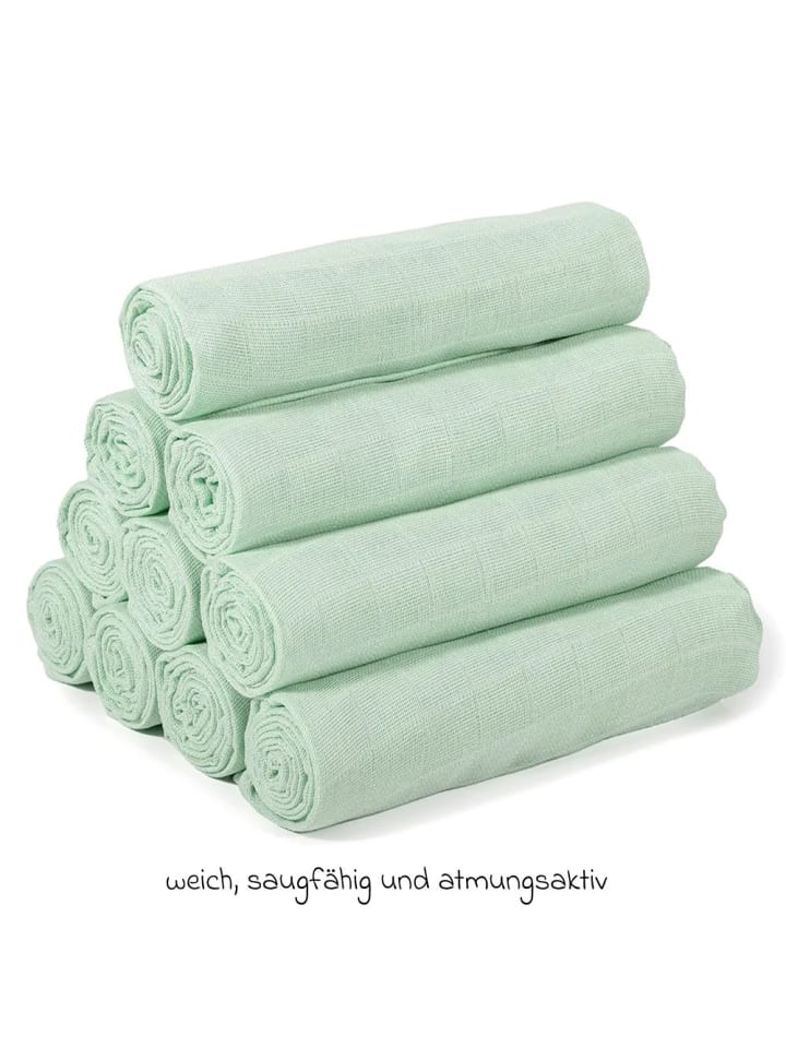 Makian Mullwindel / Mulltuch 10er Pack 80 x 80 cm - Mint in gruen günstig kaufen onesize