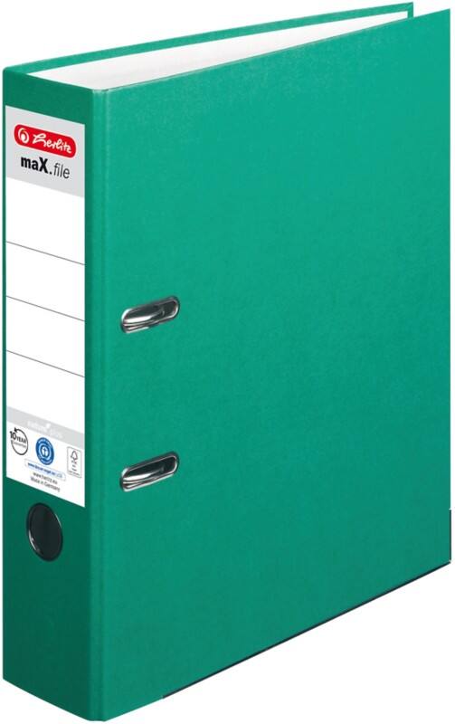 herlitz maX.file nature plus Ordner DIN A4 80 mm Grün 2 Ringe 10841518 Pappkarton, PP (Polypropylen) Texturiert Hochformat