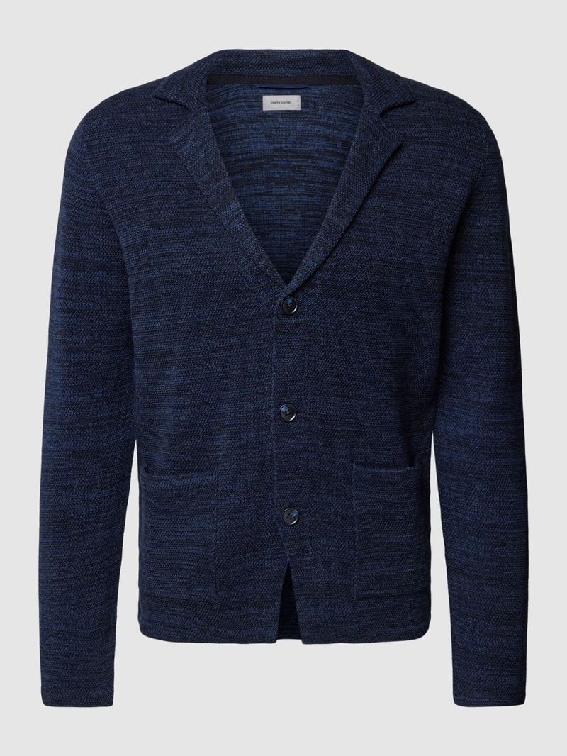 Strickjacke in Two-Tone-Machart mit Reverskragen in marineblau