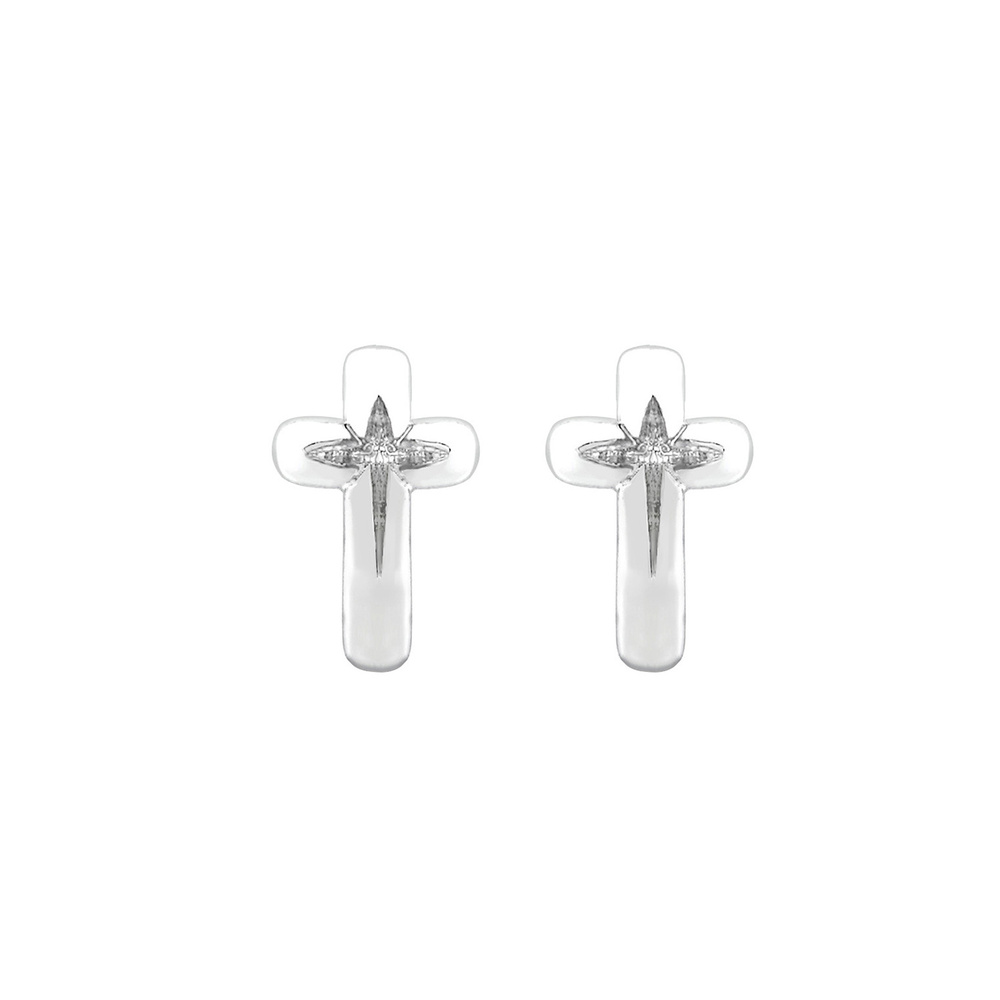 Elli Elli Boucles d'Oreilles Femme Motif de Croix Moderne en Argent Sterling 925 Boucles d'oreilles