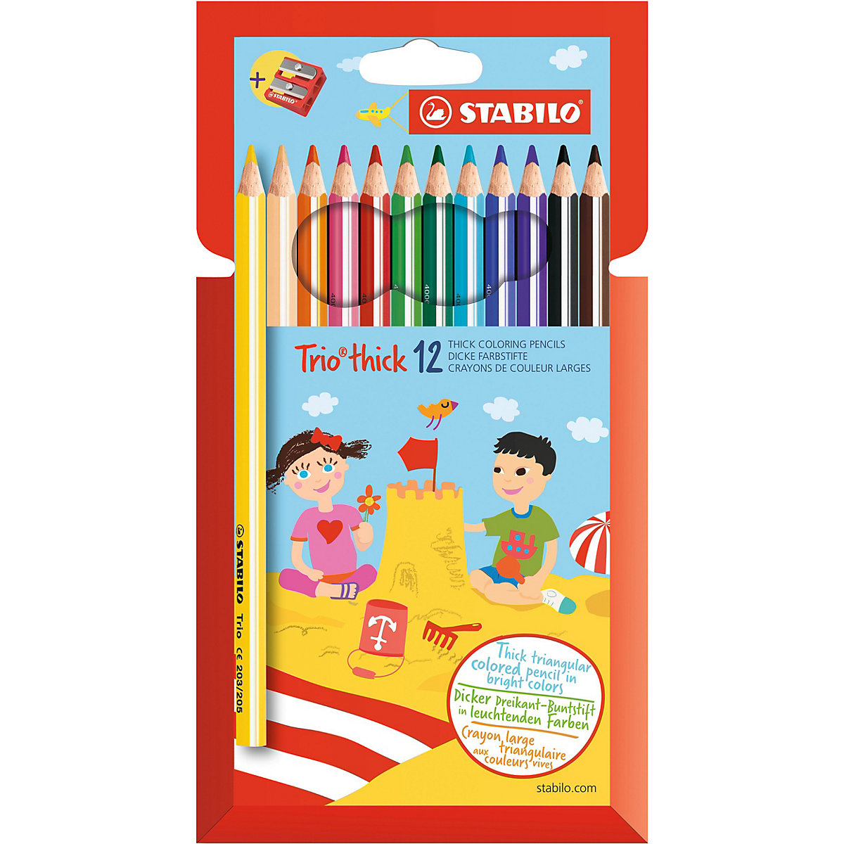 Buntstifte Trio dick, 12 Farben, ink. Spitzer