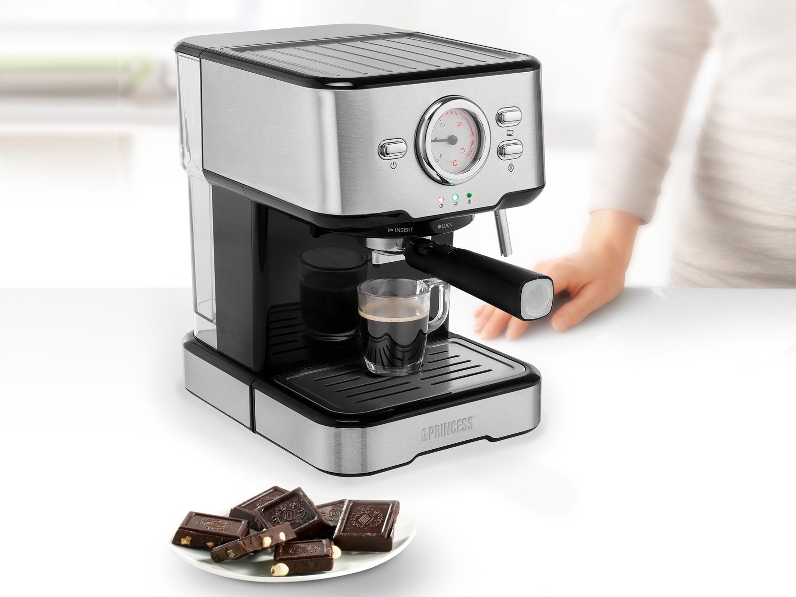 Setpoint Siebträgermaschine, italienische Siebdruck Kaffee & ESE Espresso-Maschine & Milchkännchen