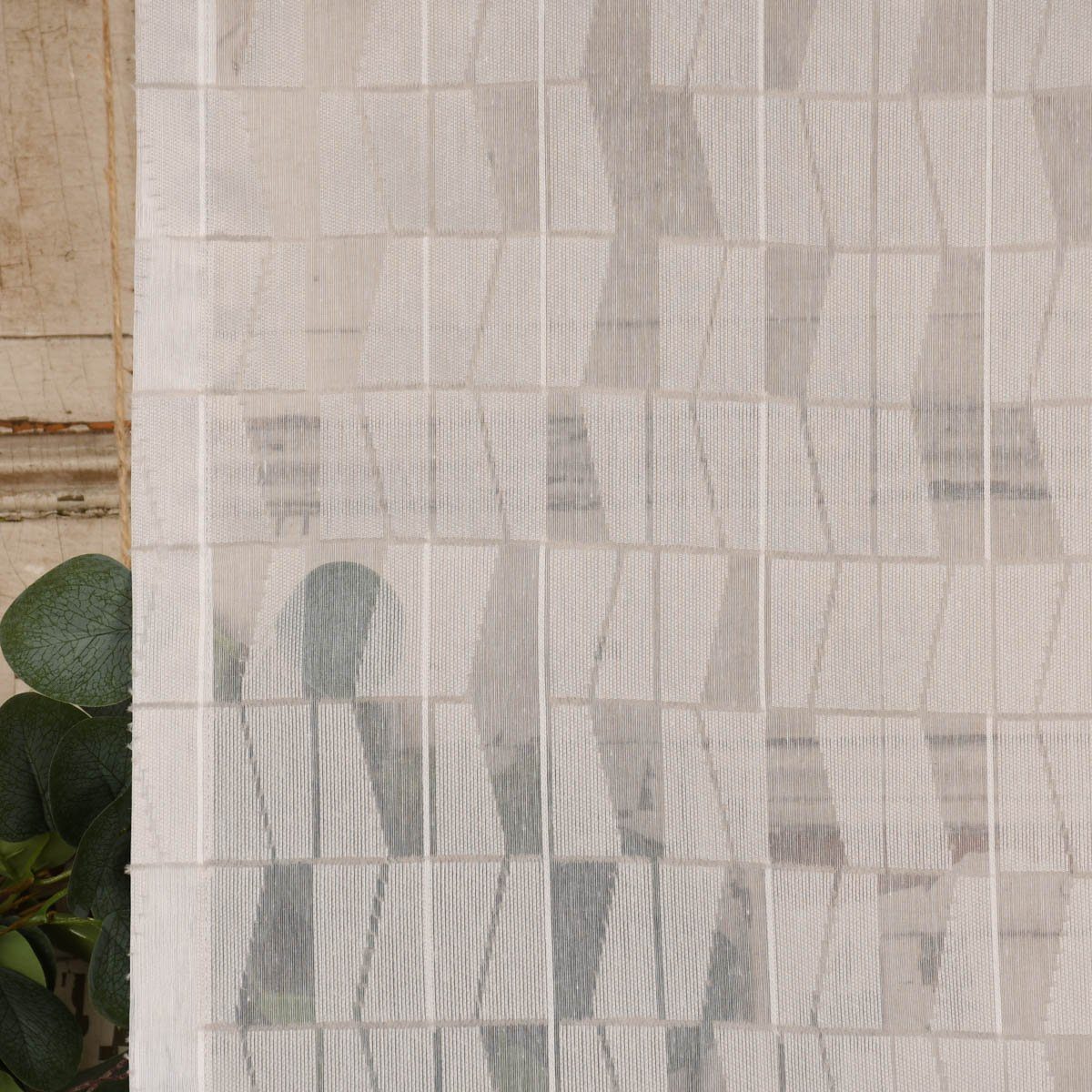 Meterware Rasch Textil Gardinenstoff Stores Scherli Rechtecke abstrakt ste300cm, stark perforiert, Kunstfaser, überbreit