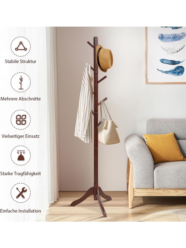 COSTWAY Garderobenständer 175cm in Braun günstig kaufen onesize