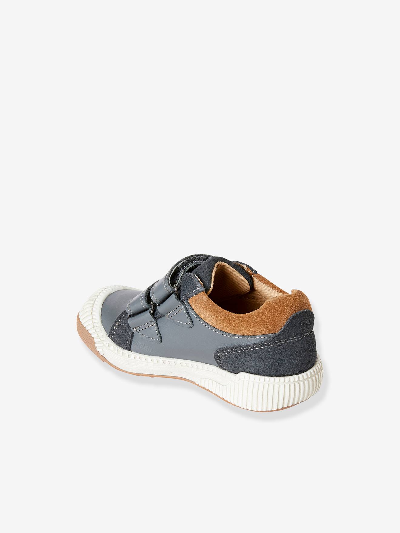Baskets cuir garçon collection maternelle gris foncé