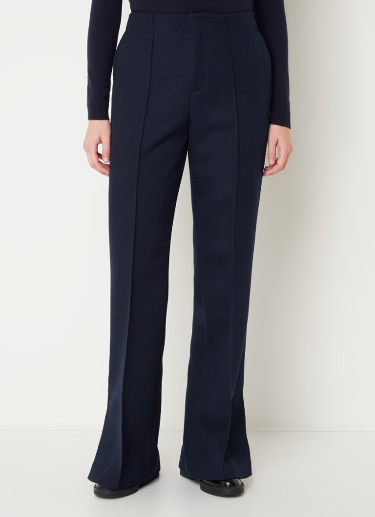 Pantaloni evazați din lână cu talie înaltă și crăpături Tommy Hilfiger