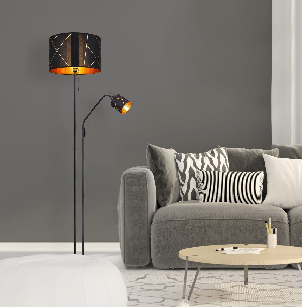 Globo Lighting - BEMMO - Stehleuchte Metall schwarz, 1x E27