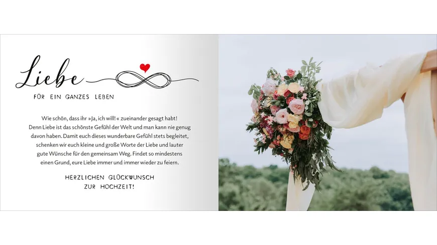 Alles Gute zu eurer Hochzeit. Feiert eure Liebe!