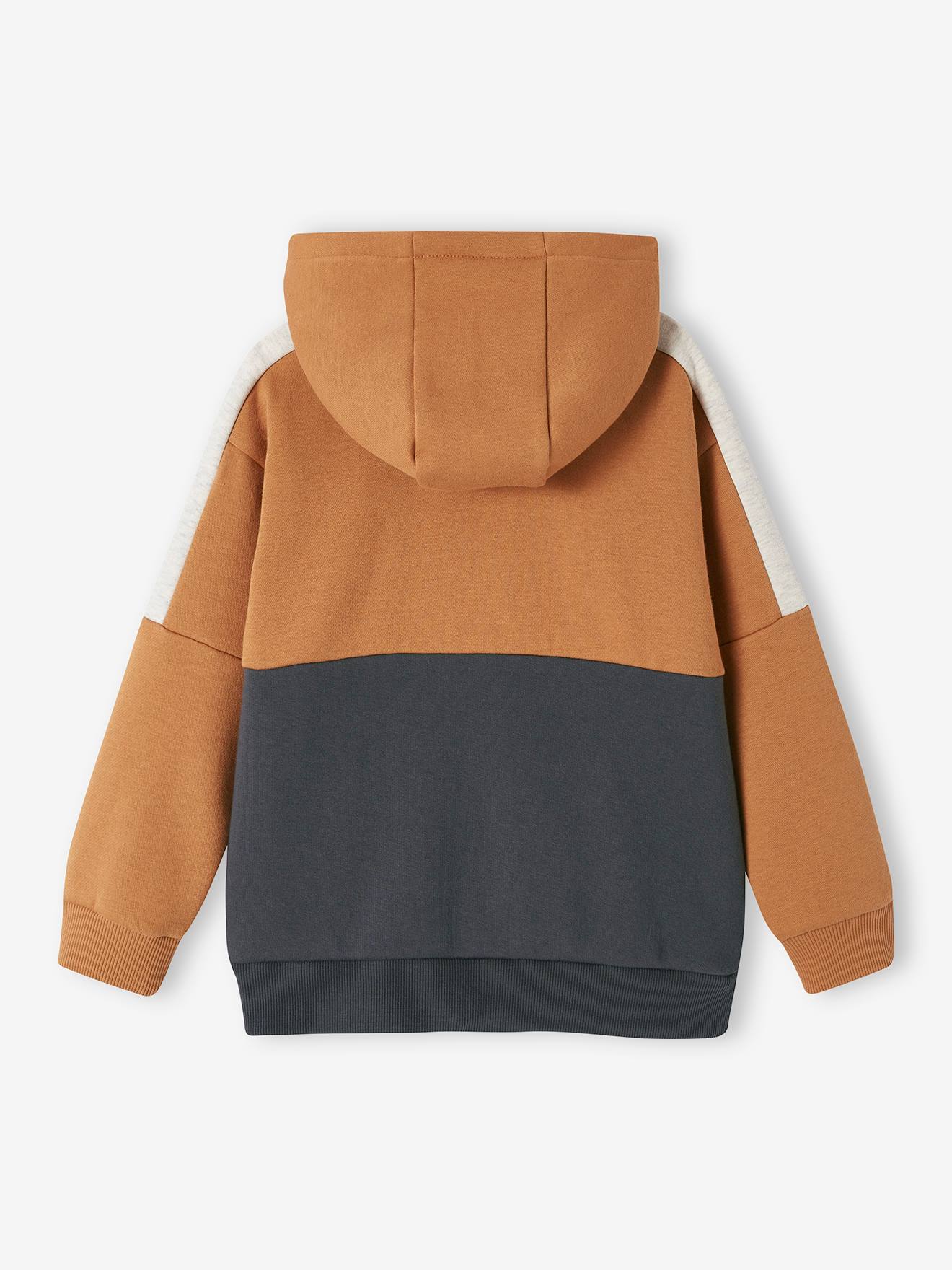 Sweat zippé à capuche effet colorblock sport garçon vert