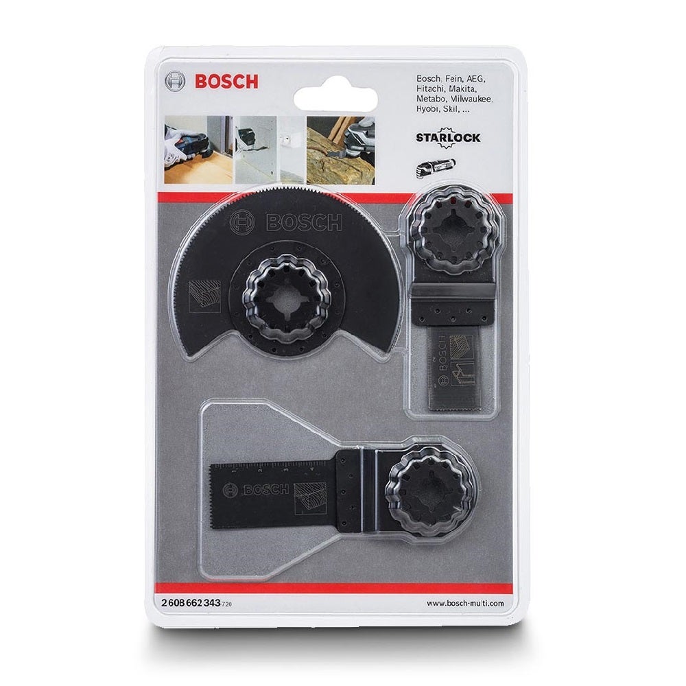Conjunto de lâminas multifuncionais BOSCH para pisos de madeira - STARLOCK - 3 peças 2608662343