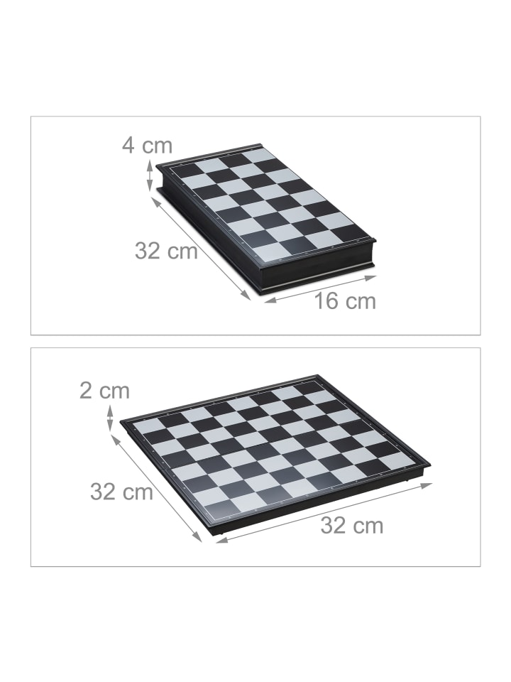 relaxdays Schachspiel in Schwarz/ Weiß - (B)32 x (H)2 x (T)32 cm günstig kaufen onesize