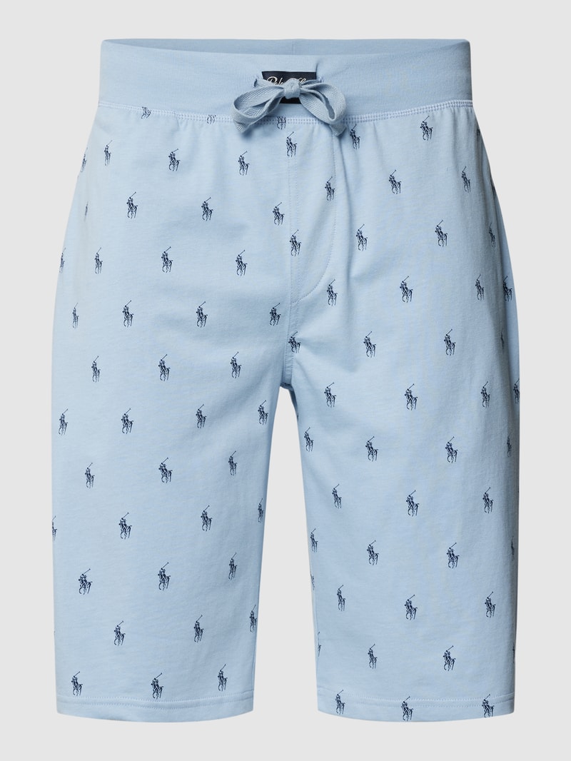 Sweatshorts mit Label-Print in hellblau