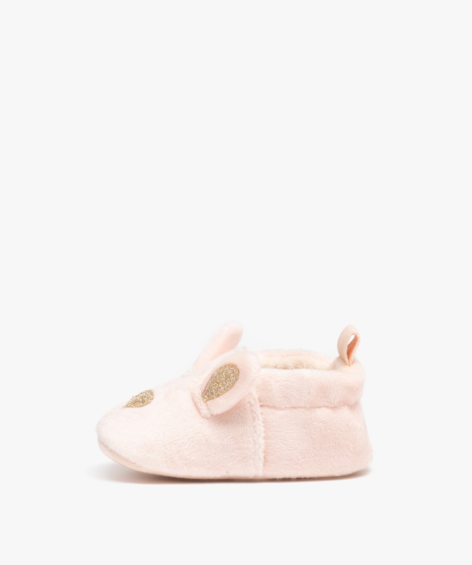 Chaussons de naissance bébé fille lapin en velours rose | GEMO