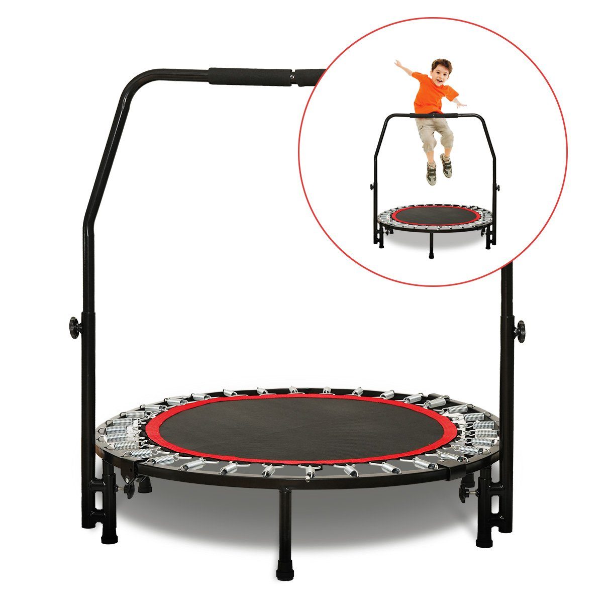 7Magic Fitnesstrampolin Fitness Trampolin, Ø ca. 97/120cm, Stabile Metallfedern, mit Griff, Ø 120 cm, (Gartentrampolin Kinder Trampolin Stahl), inklusive Randabdeckung, Trampolin für Springen Fitness