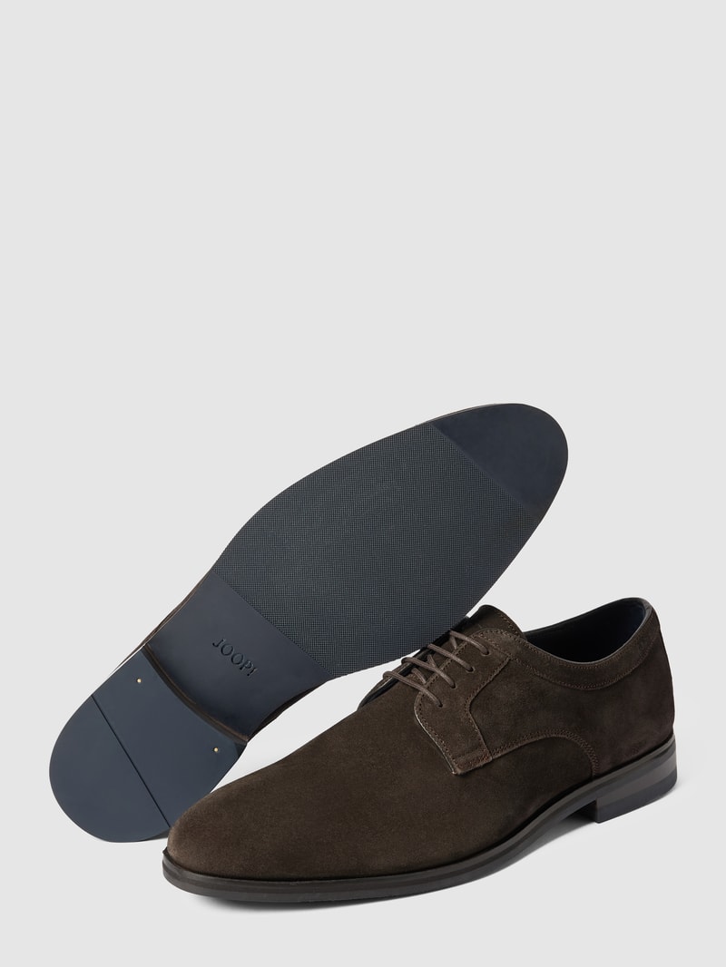 Schnürschuhe aus Veloursleder in dunkelbraun
