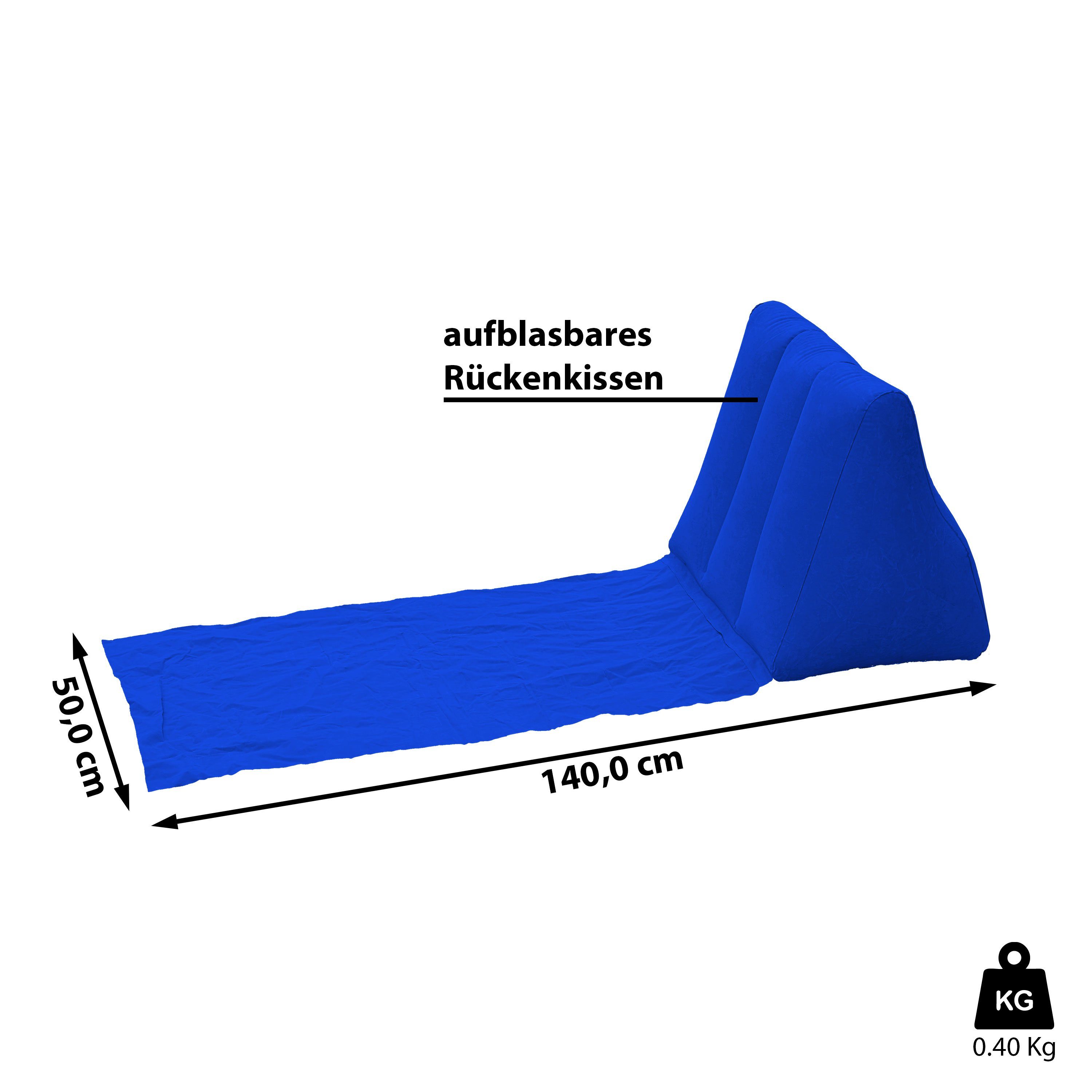CEPEWA Campingliege Strandmatte Rückenkissen aufblasbar blau 140x50cm