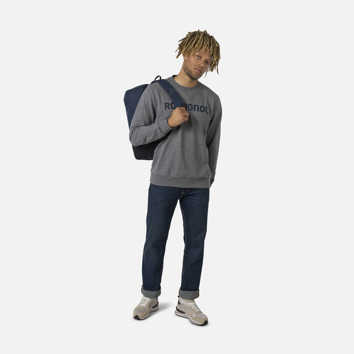 Herrensweatshirt mit Logo und Rundhalsausschnitt