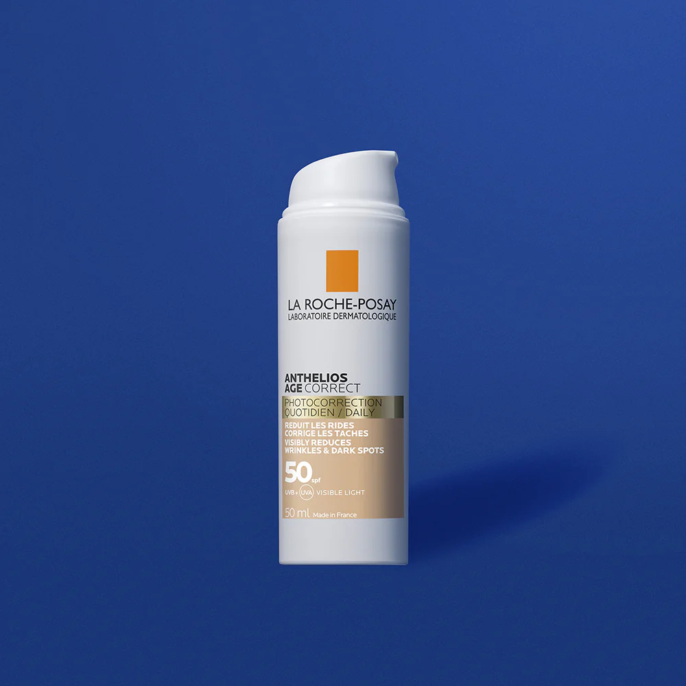 Anthelios Age Correct Tinted Tinted Sunscreen Fotocorrective Treatment SPF 50 - Protector solar facial de alta protección.