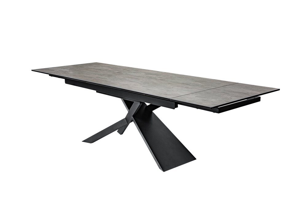 riess-ambiente Esstisch EUPHORIA 180-220-260cm grau / schwarz (Einzelartikel, 1-St), Keramik · ausziehbar · Lava-Optik · Industrial Design