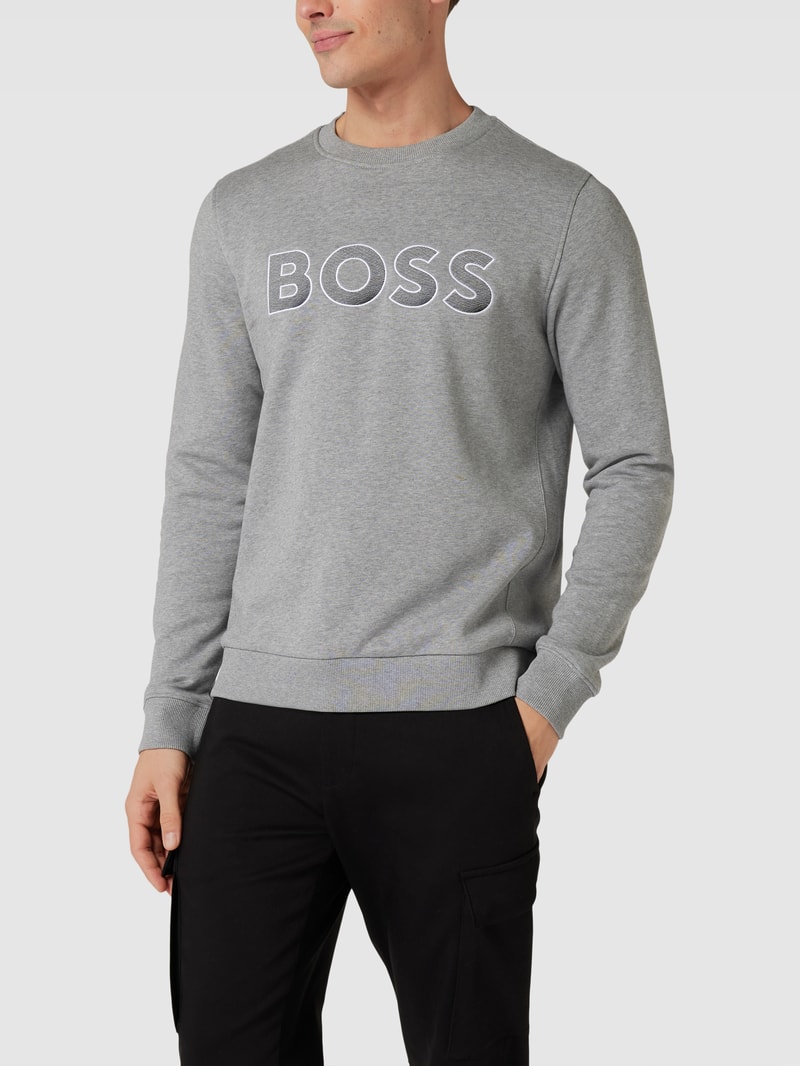 Sweatshirt mit Label-Stitching Modell 'Salbo' in hellgrau