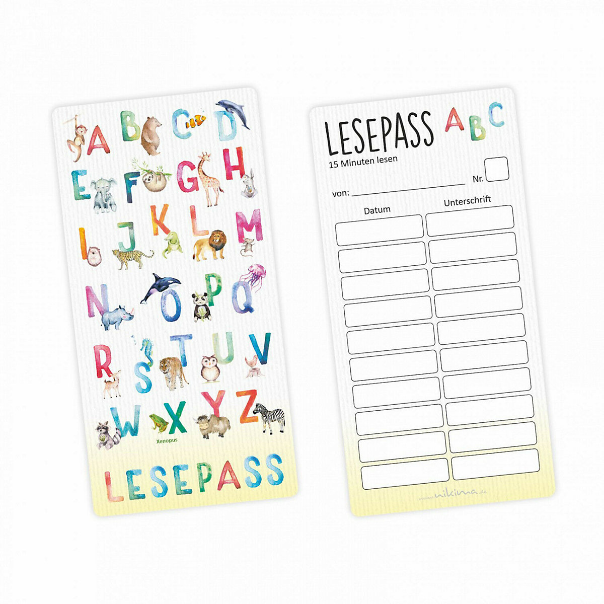 Lesepass Alphabet Lesezeichen zum lesen üben Grundschule 10-100 Stück Lesezeichen