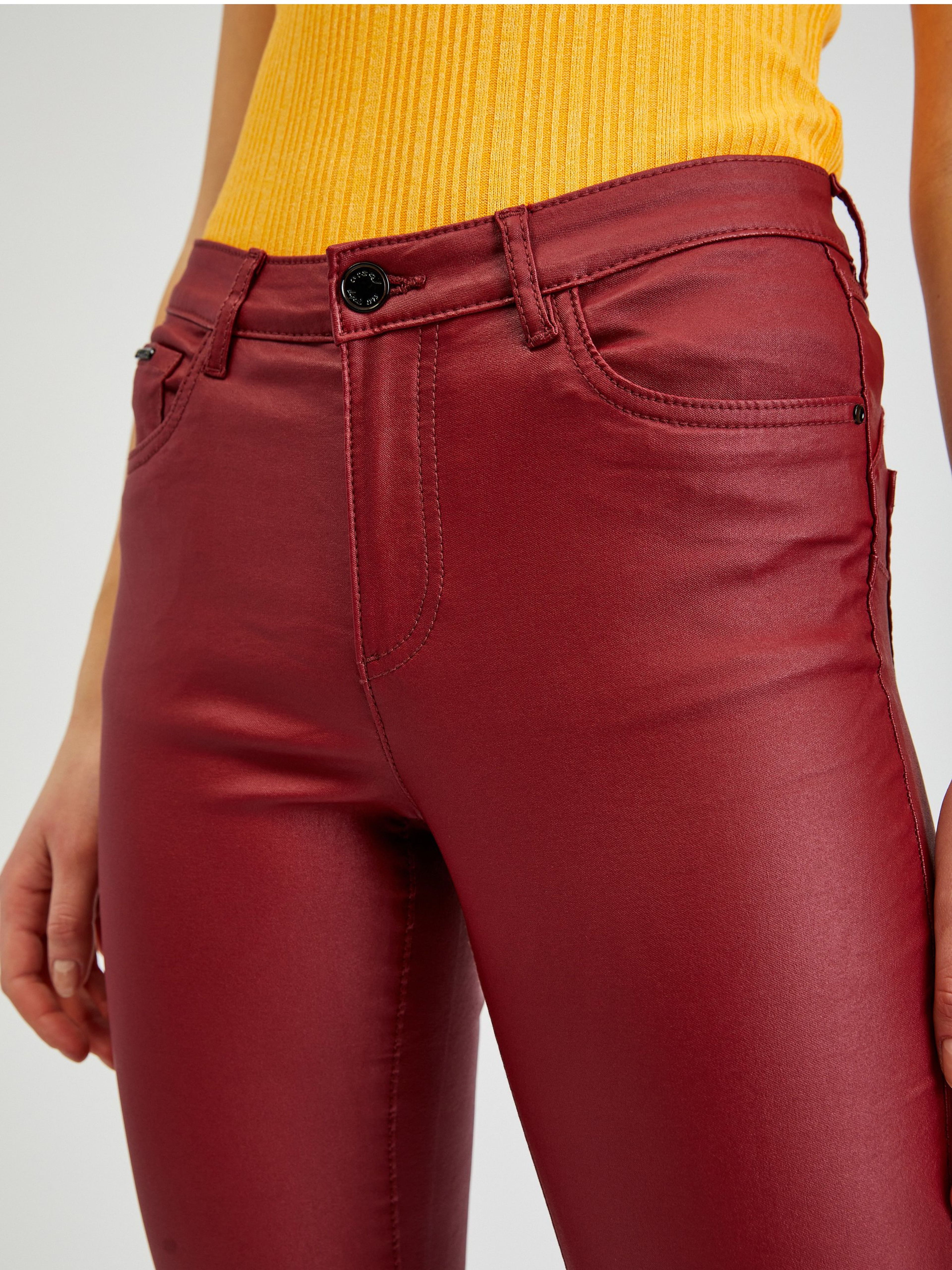 Burgunderfarbene Skinny Fit Hose für Damen ORSAY