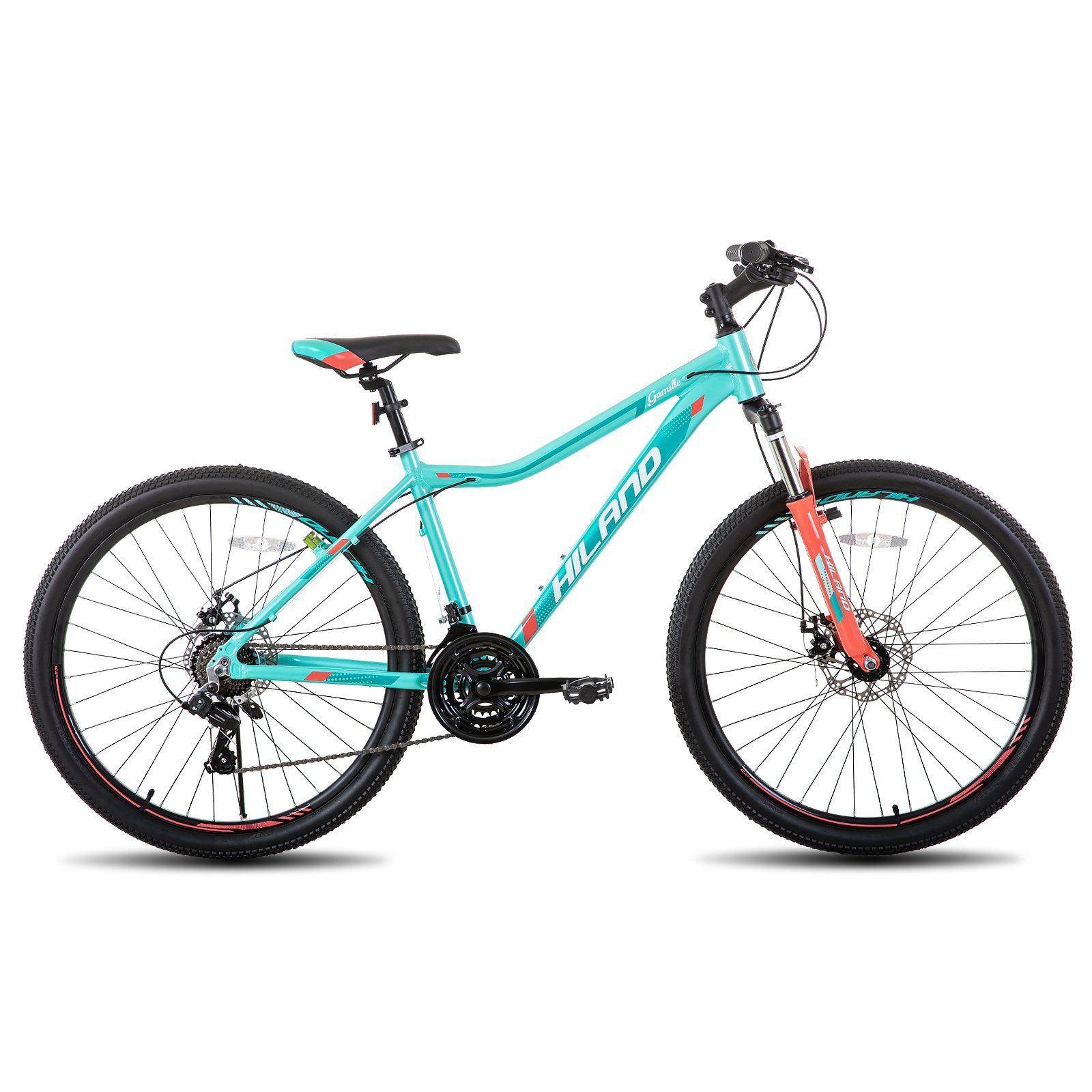 HILAND Mountainbike 26/27.5 Zoll MTB Damen mit 21 Gang,Doppelscheibenbremse, 21 Gang Shimano Tourney Schaltwerk, Kettenschaltung, (set), für Damen 160 - 180 cm MTB Hardtail Fahrrad