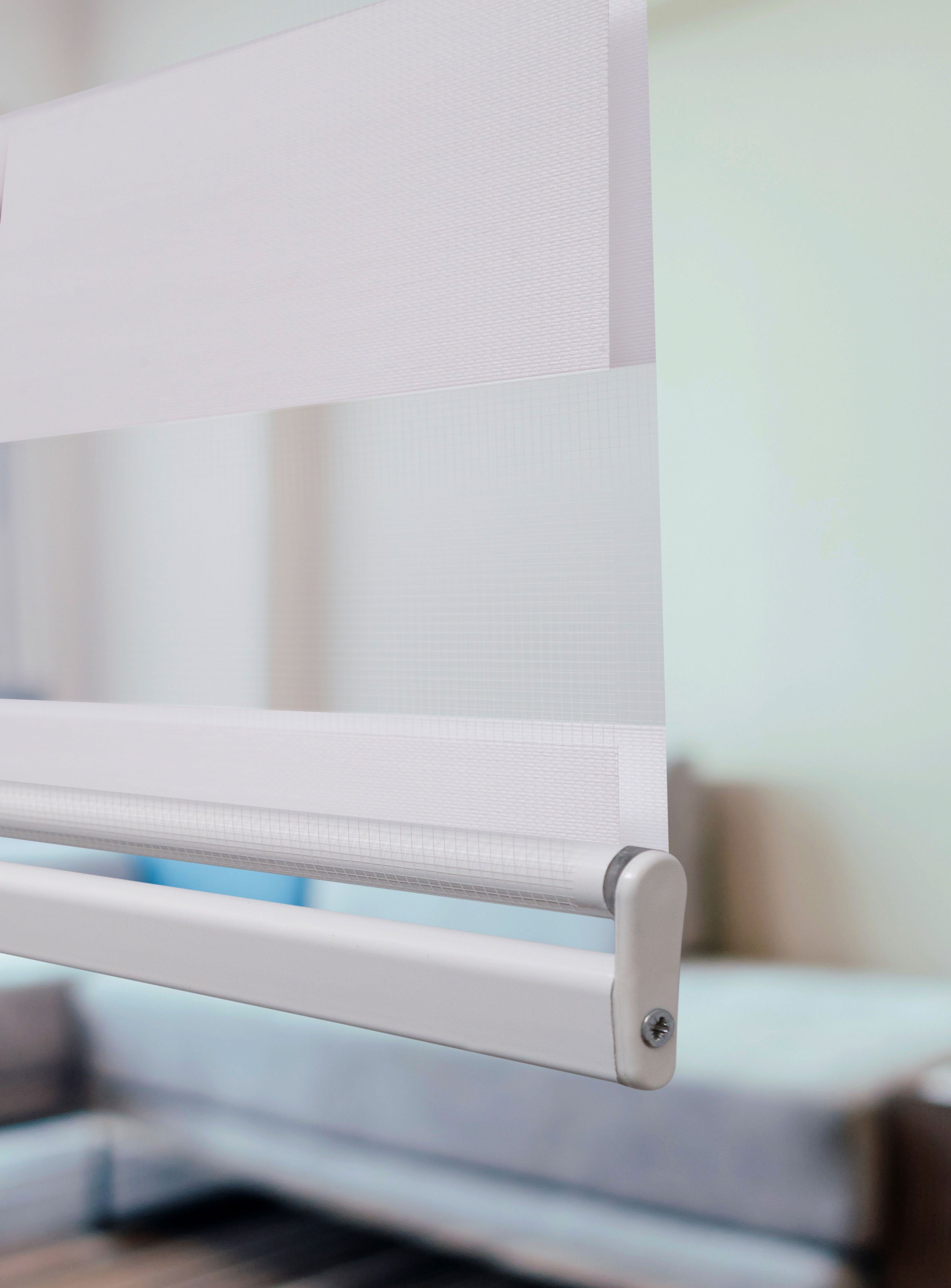 Doppelrollo Doppelrollo Klemmfix Rollo ohne Bohren Duo rollo, Plisseeonline, blickdicht, Klemmträger Montage am Fensterrahmen, Kelmmträger, Klemmfix ohne Bohren, Alle Teile aus Aluminium Kein Plastik
