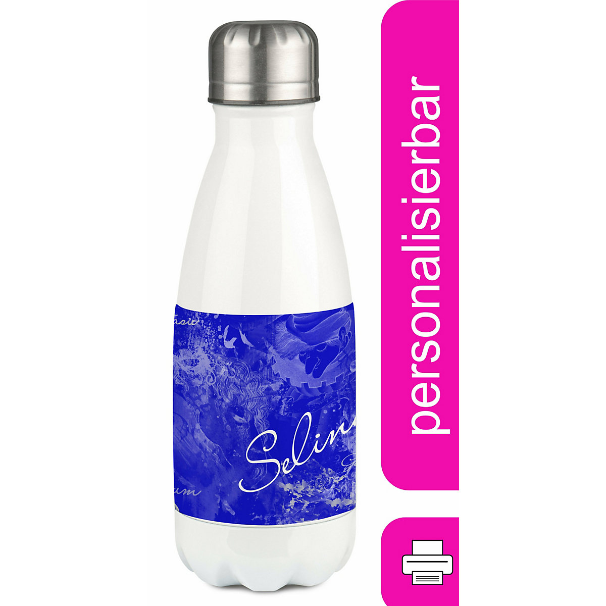 Edelstahl Kinder Thermoflasche / Trinkflasche bunt Traum Farbe blau Spülmaschinenfest, Auslaufsicher, Bruchfest, Doppelwandig, Für Heißgetränke geeignet, Mit Deckel, Isoliert