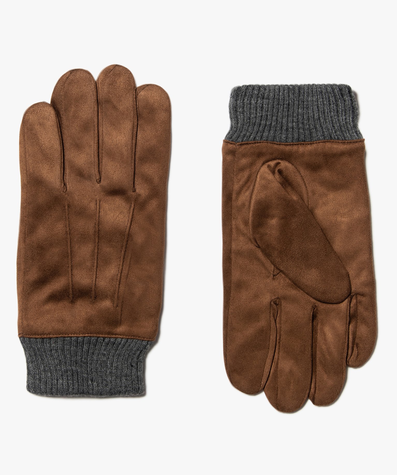 Gants homme en suédine unie marron | GEMO